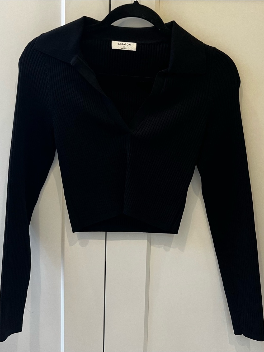Aritzia Babaton sculpt knit polo crop top